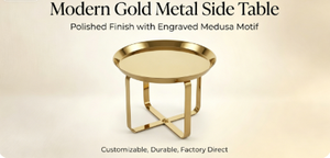 Jm Modern Gold Metal Side <b>Table</b> Round Stainless Steel Minimalist Design For Living Room Bedroom <b>Office</b> Hotel Apartment - Product Image 6