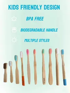 Escova de dentes de bambu para crianças, ecológica e reutilizável, ultra macia, sem BPA, ideal para crianças, pequena e ergonômica, com arco-íris, produto de venda direta pela FDA