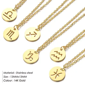 Collar con Colgante de Acero Inoxidable eManco, Chapado en Oro, con los 12 Signos del Zodiaco, Aries, Leo, Joyería del Zodiaco, Envío en 48 Horas, Directo de Fábrica - Product Image 2