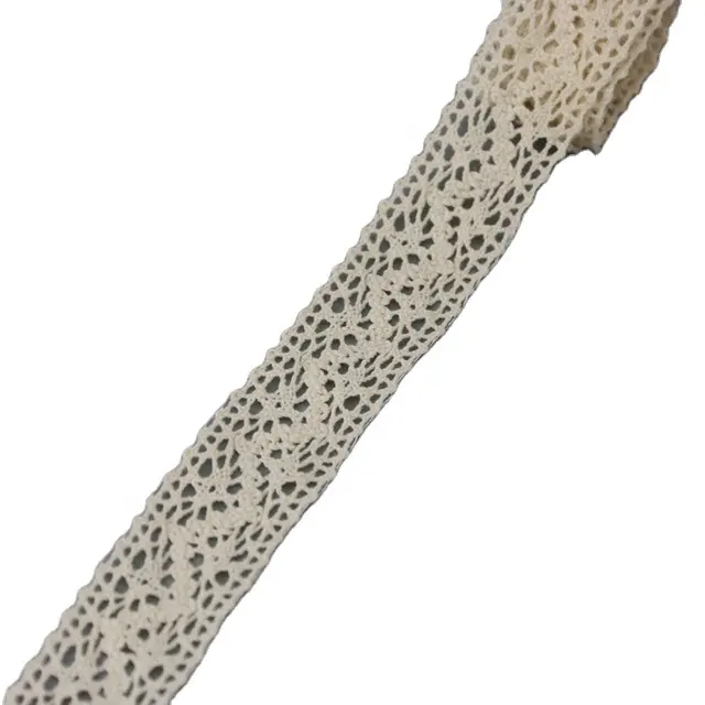 Kurdela kumaş el yapımı örgü kumaşlar işlemeli dantel Net % 100% pamuk diğer dekore (5 metre/rulo) 25mm beyaz bej