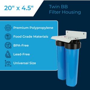 ระบบกรองน้ำสำหรับบ้านทั้ง2ขั้นตอน4.5บ้านสีฟ้าขนาดใหญ่20นิ้ว "* 20" พร้อมตัวกรองคาร์บอน PP + 5ไมครอนและกระดานแขวน - Product Image 5