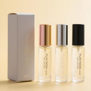 사용자 정의 3ml 5ml 10ml 휴대용 샘플 테스터 바이알향수 스프레이 미니 병 블랙 골드 실버 뚜껑과 유리 - Product Image 1