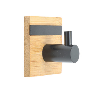 Gancho De Toalha De Banho Black Heavy Duty Adesivo Pendurado Cabide Prateleira De Toalha De Bambu Ganchos De Parede Do Banheiro - Product Image 4