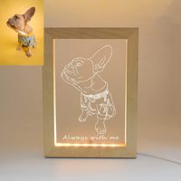 Lampe de nuit 3D LED sur table avec cadre en bois de hêtre, alimentée par USB, pour affichage de photos, décoration de chambre, cadeau pour la maison