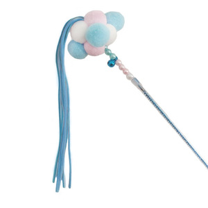 Bâton de chatouillage féerique à pampilles étoilées, jouet à plumes rose et bleu avec clochette, anti-ennui pour chats - Product Image 5