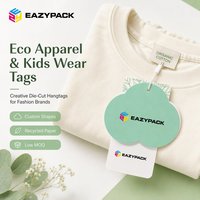 Étiquettes volantes personnalisées en papier découpé en forme de nuage, étiquettes suspendues écologiques double couche pour vêtements avec cordon en coton