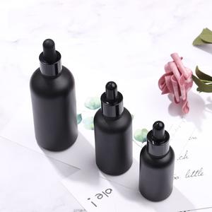 Botellas de gotero de cristal negro mate, con tapa gotero suave para botellas de aceite de esencia, 10ml, 15ml, 30ml, 50ml, 100ml, venta al por mayor - Product Image 1