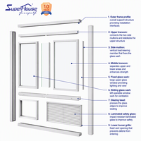 Fenêtre coulissante en aluminium blanc avec verre feuilleté anti-ouragan, sécurité renforcée, ventilation, moderne, certifiée Energy Star pour maison et hôtel