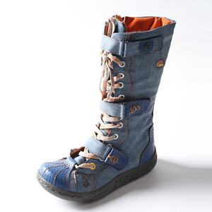 Botas Planas de Invierno <span class=keywords><strong>para</strong></span> Mujer Largas hasta la Rodilla de Cuero Genuino Cálidas con Suela Gruesa y Cordones EVA Piel Sintética Vestido Casual 1kg - Product Image 1