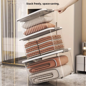 Hộp đựng đồ nhựa PP 50L-60L trong suốt đa năng, dùng trong gia đình, đựng quần áo & đồ chơi, hộp phân loại đồ dùng ký túc xá, hộp đựng quần áo - Product Image 4