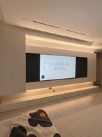 Meuble mural de salon en bois réglable et durable de style italien moderne TZD, meuble TV, système de rangement modulaire de luxe avec éclairage LED
