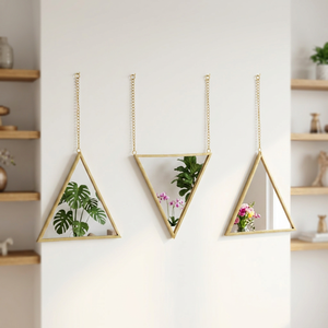 Modern Home Decorations Custom Shapes Metal Framed Mini <b>Mirrors</b> with Chain for Wall Hanging Eco-Friendly Lightweight - Product Image 1