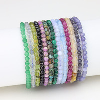 4mm Winzige Runde Facettierte Perlen Kristall-Armband, Kleines Mini Langlebiges Elastisches Schnur-Edelstein-Armband