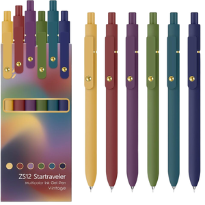 6 pezzi in oro <span class=keywords><strong>Vintage</strong></span> <span class=keywords><strong>penne</strong></span> Gel 0.5mm colorate con inchiostro colorato per il Journaling Note prendendo plastica liscia per ufficio - Product Image 1