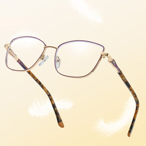 卸売女性用ファッショナブルな金属光学メガネフレームコンピュータ眼鏡ソリッドパターン猫アイプリプションメガネ - Product Image 6