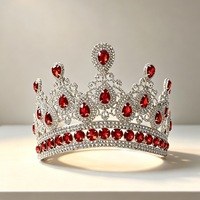 Grande couronne scintillante réglable pour adultes, avec strass et cristaux, pour concours de beauté, bal de promo, style tiara ronde