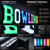 Lettres en relief 3D personnalisées avec éclairage LED et bordure métallique pour enseignes publicitaires lumineuses de façade de magasin
