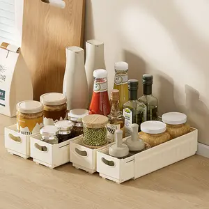 Ücretsiz geri çekilebilir dolap çekmece saklama kutusu mutfak krem tezgah aperatifler muhtelif organizasyon istiflenebilir masaüstü depolama