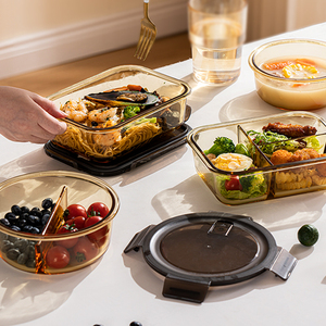 <span class=keywords><strong>2025</strong></span> cao Borosilicate hổ phách thủy tinh bữa ăn chuẩn bị Bento Box Set Lò an toàn kín với khóa nắp thân thiện với môi thực phẩm <span class=keywords><strong>container</strong></span> - Product Image 3