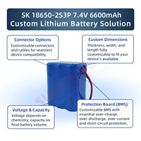 Литиевая батарея 7.4V 6600mAh 2S3P NMC 18650, 48.84Wh, широкий температурный диапазон -10~60°C ℃   Для портативных устройств: аварийное питание