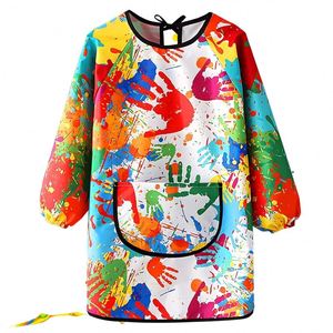 Kit tablier de protection réutilisable en coton imperméable à manches longues pour enfants, idéal pour l'art et les repas en maternelle - Product Image 2