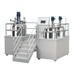 Machine de fabrication de produits cosmétiques Mélangeur stationnaire d'émulsifiant homogène sous vide pour crème cosmétique et émulsion