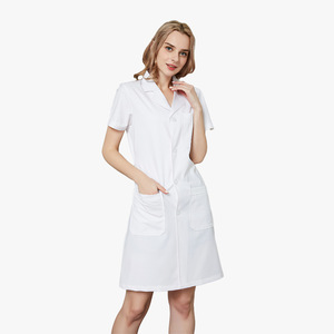 Bata blanca de manga larga para mujer, bata de médico, uniforme de enfermera de laboratorio químico, uniforme de trabajo para salón de belleza, uniforme de verano fino - Product Image 5