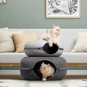 Grensoverschrijdende Groothandel Milieuvriendelijk Donut Vilt Kat Nest Alle Seizoenen Winter Warm Gesloten Kat Tunnel Schuilplaats Huis Verwijderbaar - Product Image 2