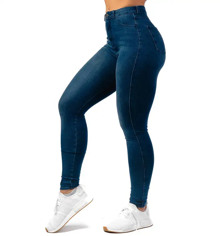 Diepe Indigo Hoge Taille Vrouwen Fitjeans Hot Sexy Fit Jeans Gymtraining Fitness Big Stretch Hoge Taille Meisje Fit Jean