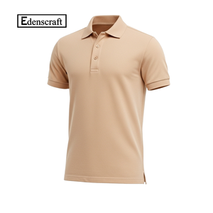 Polo de Alta Calidad para Hombre Adolescente, Color Beige Sólido, Tejido Piqué, Rico en Algodón, Corte Regular, Manga Corta, con Botones, Calidad de Exportación de Bangladesh - Product Image 1