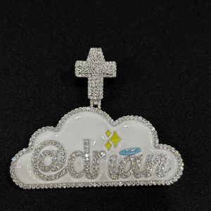 Collar Personalizado de Plata de Ley 925 con Colgante de Nube de Moissanita VVS y Esmalte, Estilo Hip Hop, para Hombre y Mujer - Product Image 1