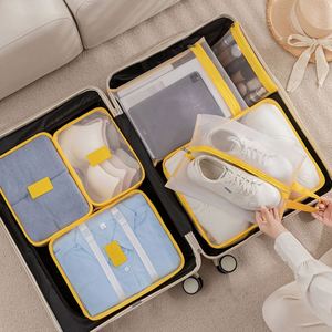New Design 7pcs-<b>set</b> <b>Suitcase</b> Packing Cubes <b>Lightweight</b> Sorting Zipper Storage Bag Portable Mesh Travel Organizer Bag - Product Image 4
