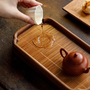 Walnut Wood Bamboo Mat <b>Tea</b> <b>Tray</b> Small Household Dry Brewing Solid Wood Draining <b>Tray</b> New Chinese Style - Product Image 4