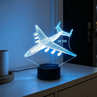 Cadeau créatif pour enfants, lampe de nuit 3D, modèle d'avion, lumière LED tactile colorée