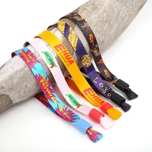 Wholesale Dye Sublimation Custom Printed Bracelet Ribbon Wristbands With Logo Custom Festival Promotion Event Soft Wristband