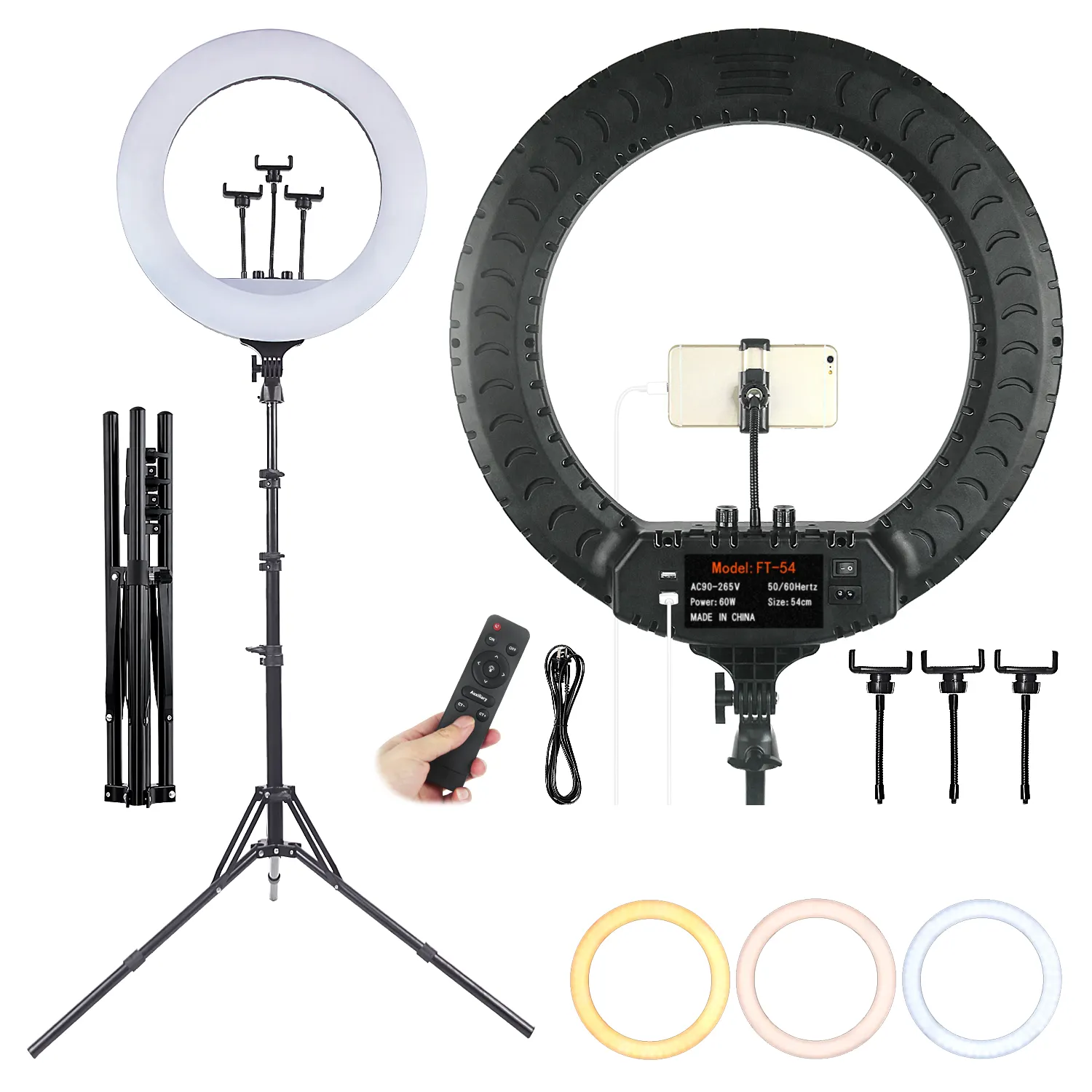 FOSOTO FT-54 21inch Led Ring Light Selfie Led Fill Light Live Streaming Lamp With Tripod Stand For beauty Makeup video Tiktok