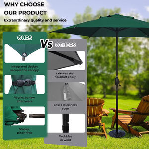 Paraguas de jardín de acero para exteriores de patio de alta calidad, botón de inclinación, estilo moderno, venta al por mayor, paraguas de mesa con manivela - Product Image 6