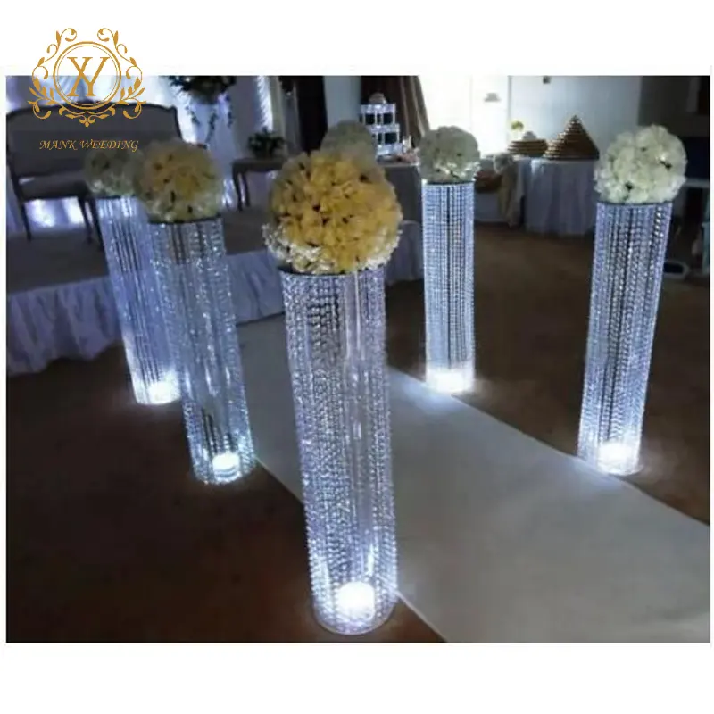 Bunga akrilik berdiri dekorasi pernikahan latar belakang kristal Gang pernikahan lorong alas vas bunga Stan