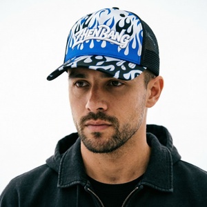 Gorra Trucker de Alta Calidad con Estampado de Llamas, Gorra Trucker con Estampado Puff, Gorra Trucker Personalizada para Ropa Urbana Unisex - Product Image 5