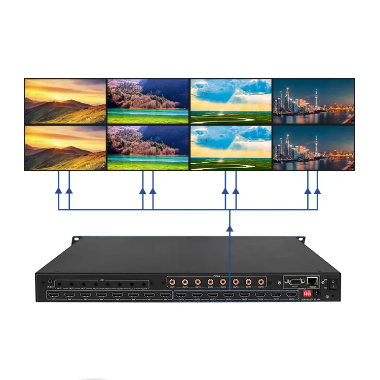 Hot sales lcd led splicing screen 2x4 8 input 8 output switch splitter for tv hdmi 4K video matrix modular matrix switcher