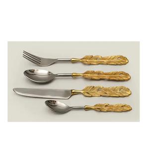 Fourniture directe d'usine ensemble de couverts en métal à manche doré écologique couverts durables pour le service de fête et les fruits alimentaires - Product Image 1