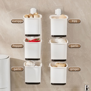 New Kitchen White Plastic Storage Bins <b>Ginger</b> and Garlic Storage Bins Wall Mounted Storage Box - Product Image 2