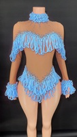Novance Y4681 Produits Phares 2026 Justaucorps de Danse Sexy à Manches Longues et Strass pour Femme Adulte avec Franges