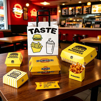 Boîtes repas pliables personnalisées en gros, imprimées, écologiques, biodégradables, pour la restauration rapide, hamburgers, frites, avec compartiments