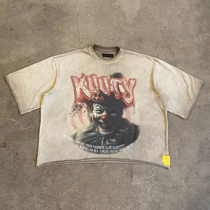 Fabricante personalizado recortada ajuste camisetas corte camiseta DTG impreso venta al por mayor de algodón Vintage ácido lavado hombres Boxy gráfico camiseta - Product Image 2