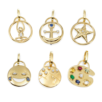 Pendentifs Gemnel Yoga Lucky Life Charm en argent 925 avec finition or, diamant CZ marquise, attache détachable, série Symbole de Vie