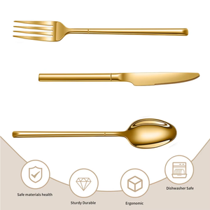Offre Spéciale : Ensemble de Couverts Dorés en Acier Inoxydable – Couteau, Fourchette, Cuillère – Vaisselle Dorée et Argentée - Product Image 2