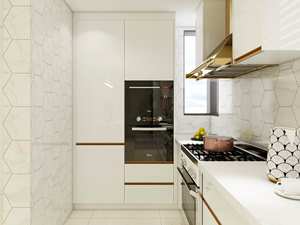 Gabinetes de Cocina Modernos de Madera Contrachapada, Gabinete Blanco de Alto Brillo con Encimera de Mármol - Product Image 4