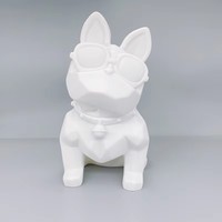 Vente en gros de tirelires en résine de bouledogue français blanc de 28 cm, artisanat pour enfants, peinture fluide DIY, décorations pour la maison