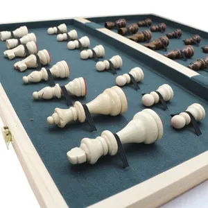 25 ans Fabricant 22.5 "53cm Jeu d'échecs en bois de grande taille Planche pliante 3.5" 9cm King Height Pièces d'échecs portables